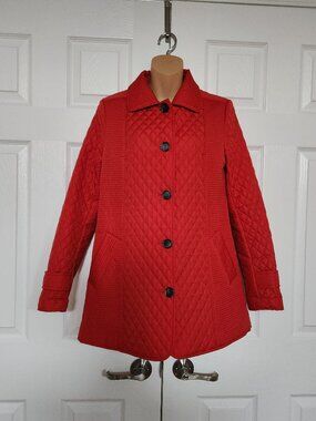LONDON FOG BRIGHT RED QUILTED SHORT COAT  SIZE XS